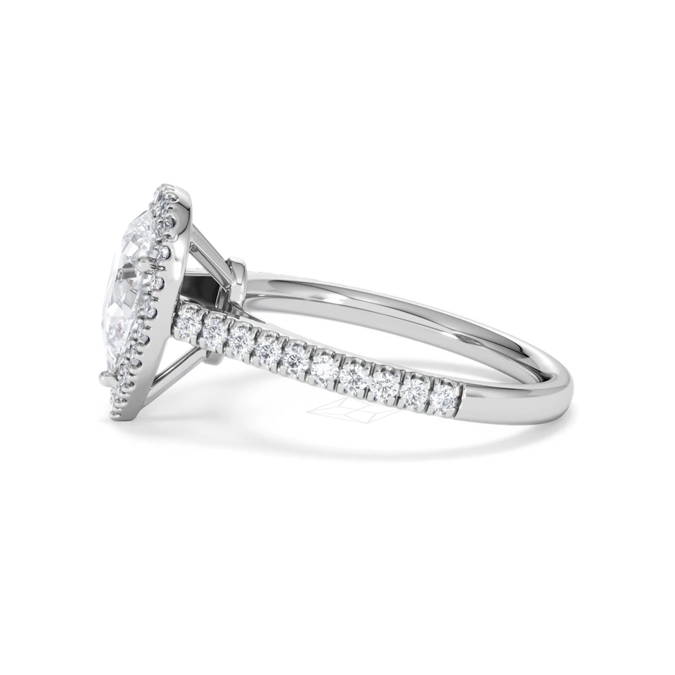 Diana Lab Diamond Pear Halo Engagement Ring 18KW Gold 1.60ct F/VS1