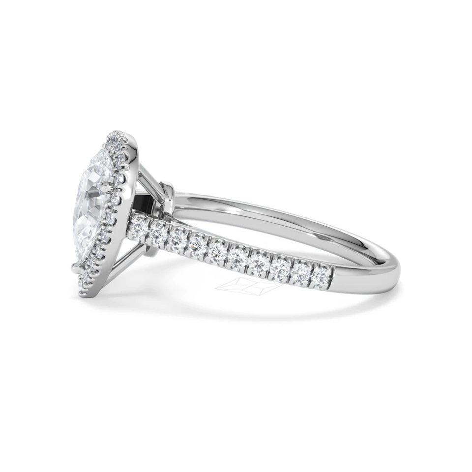 Diana Lab Diamond Pear Halo Engagement Ring 18KW Gold 1.60ct F/VS1