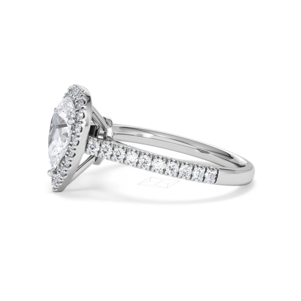 Diana Lab Diamond Pear Halo Engagement Ring 18KW Gold 1.60ct F/VS1