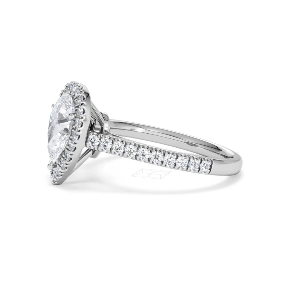 Diana Lab Diamond Pear Halo Engagement Ring 18KW Gold 1.60ct F/VS1