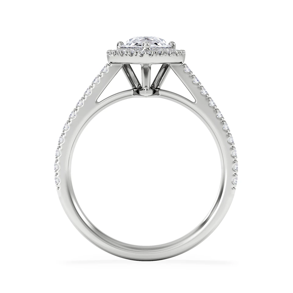 Diana Lab Diamond Pear Halo Engagement Ring 18KW Gold 1.60ct F/VS1