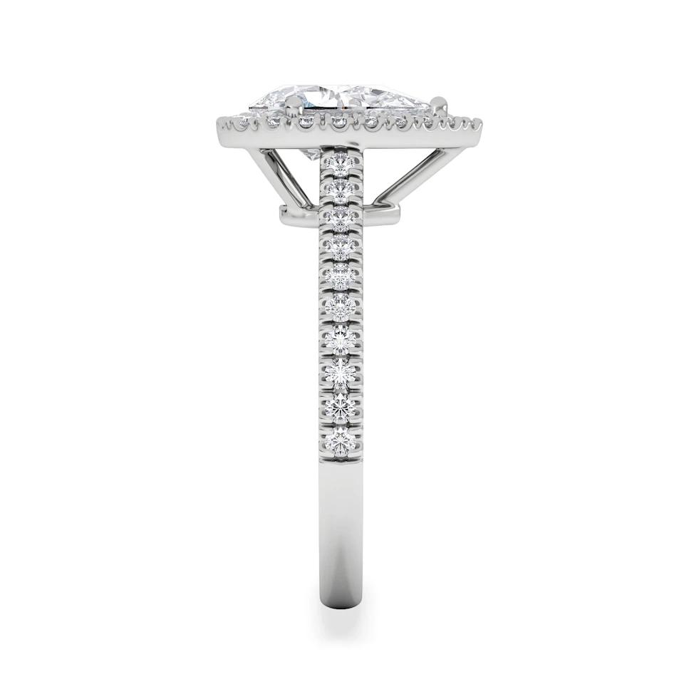 Diana Lab Diamond Pear Halo Engagement Ring 18KW Gold 1.60ct F/VS1