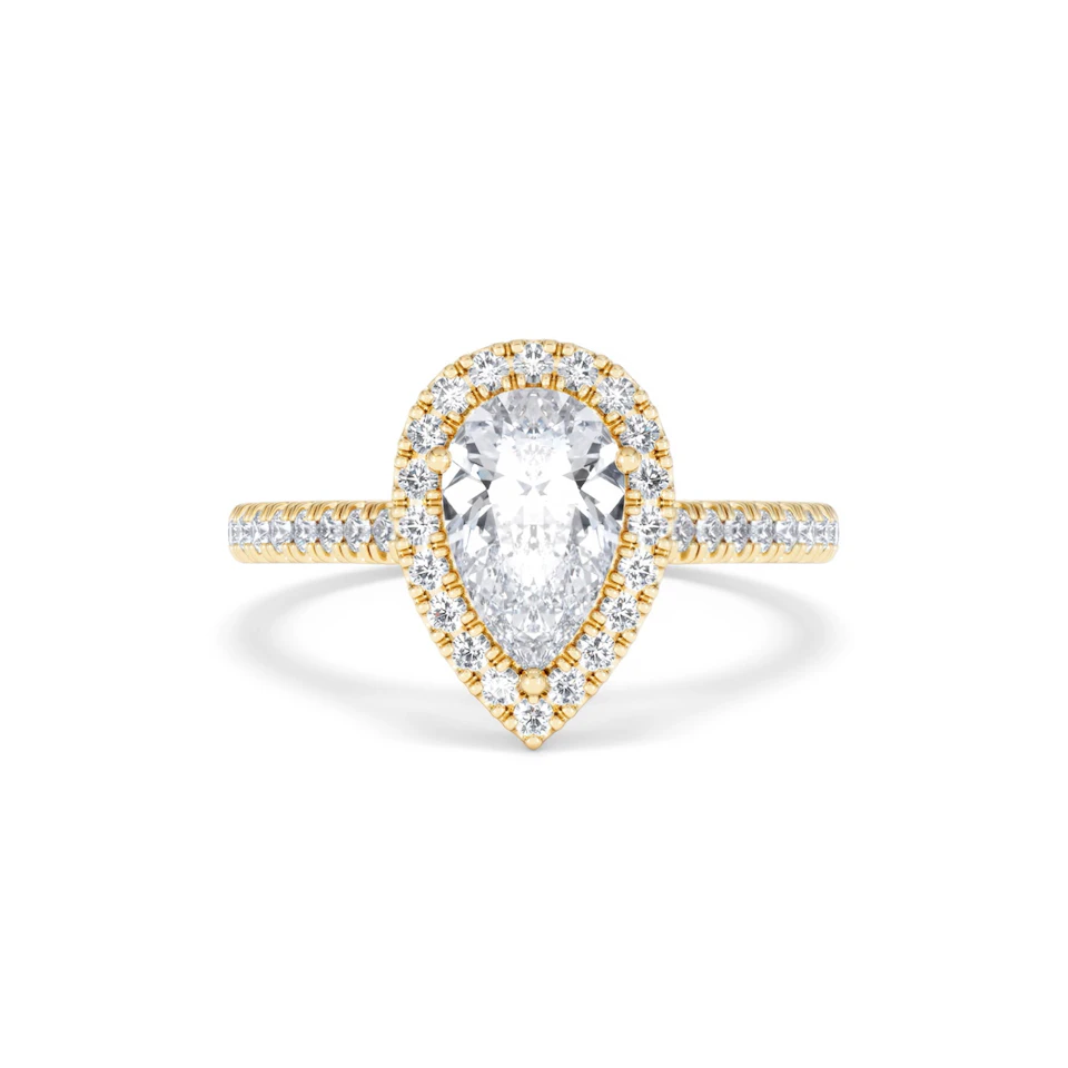 Diana Lab Diamond Pear Halo Engagement Ring in 18K Gold 1.60ct F/VS1
