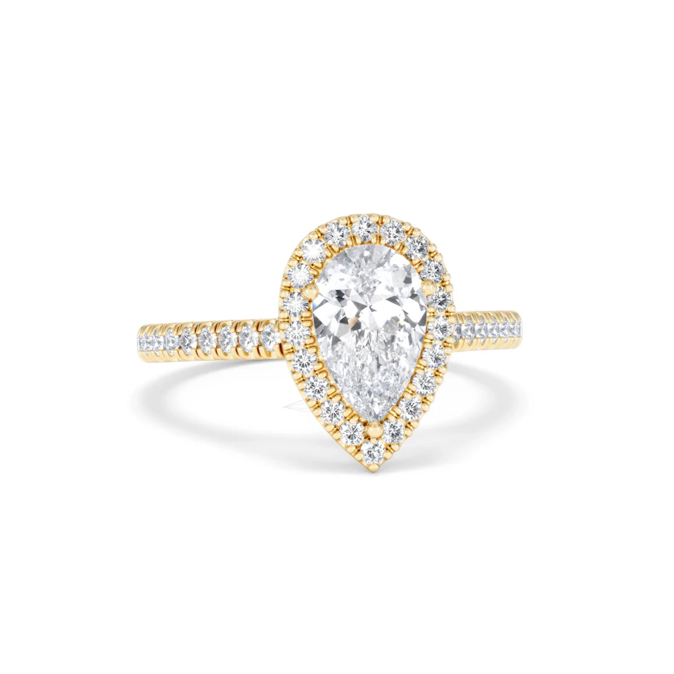 Diana Lab Diamond Pear Halo Engagement Ring in 18K Gold 1.60ct F/VS1