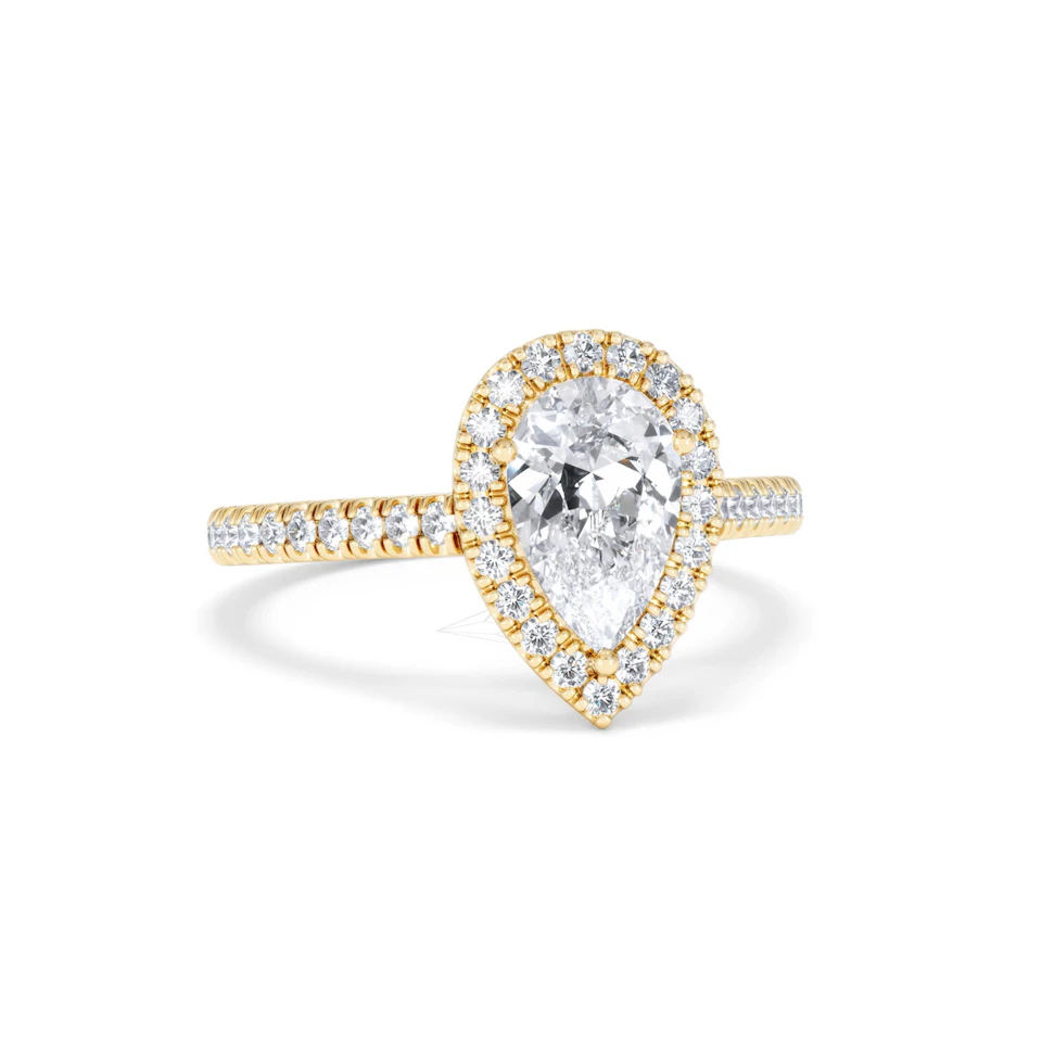 Diana Lab Diamond Pear Halo Engagement Ring in 18K Gold 1.60ct F/VS1