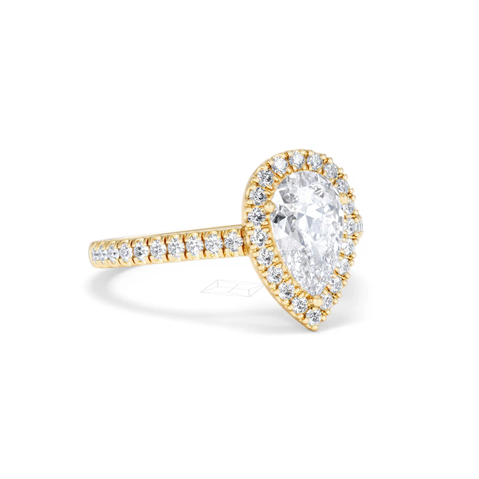 Diana Lab Diamond Pear Halo Engagement Ring in 18K Gold 1.60ct F/VS1