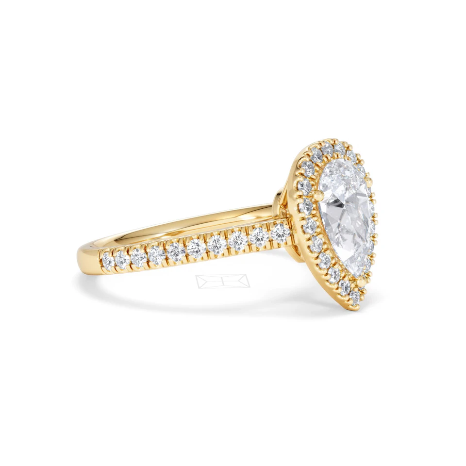 Diana Lab Diamond Pear Halo Engagement Ring in 18K Gold 1.60ct F/VS1