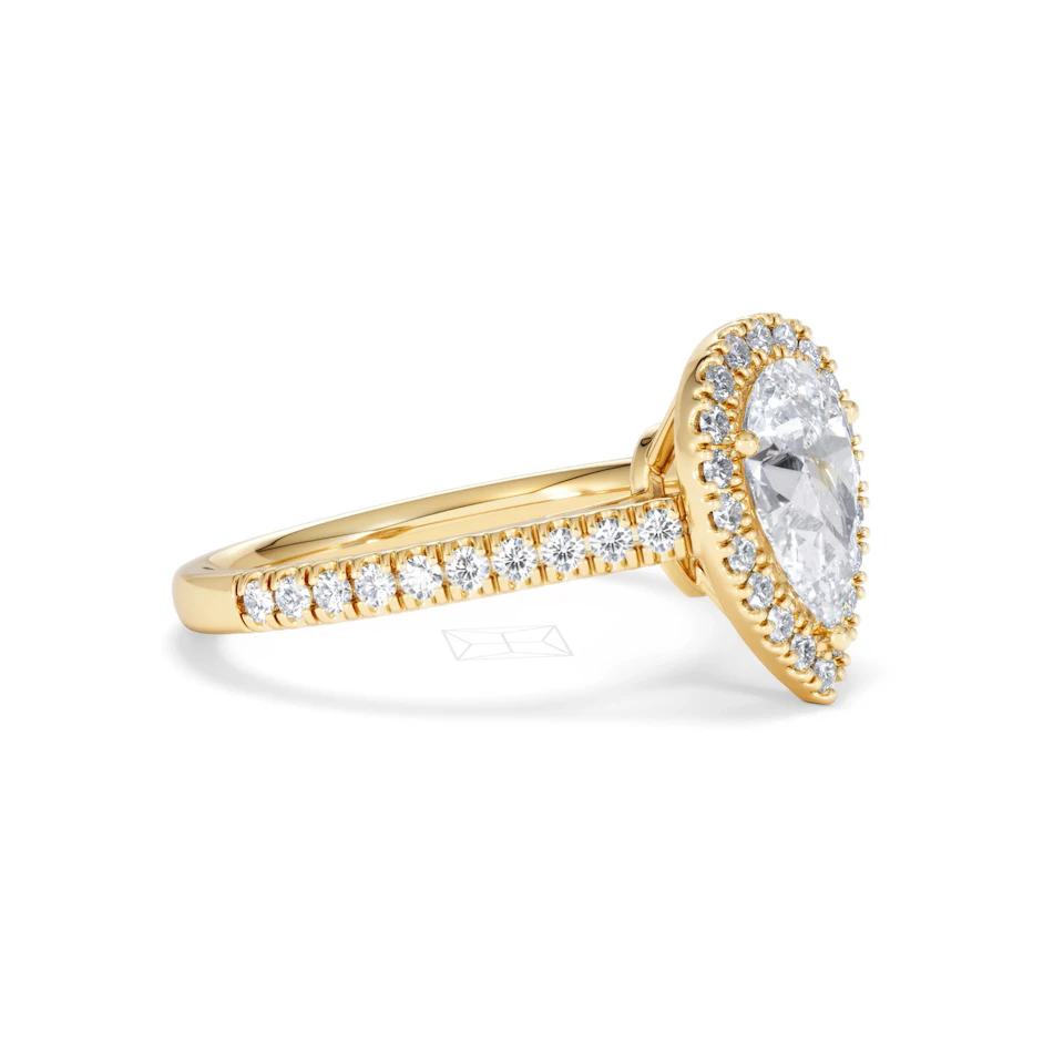 Diana Lab Diamond Pear Halo Engagement Ring in 18K Gold 1.60ct F/VS1