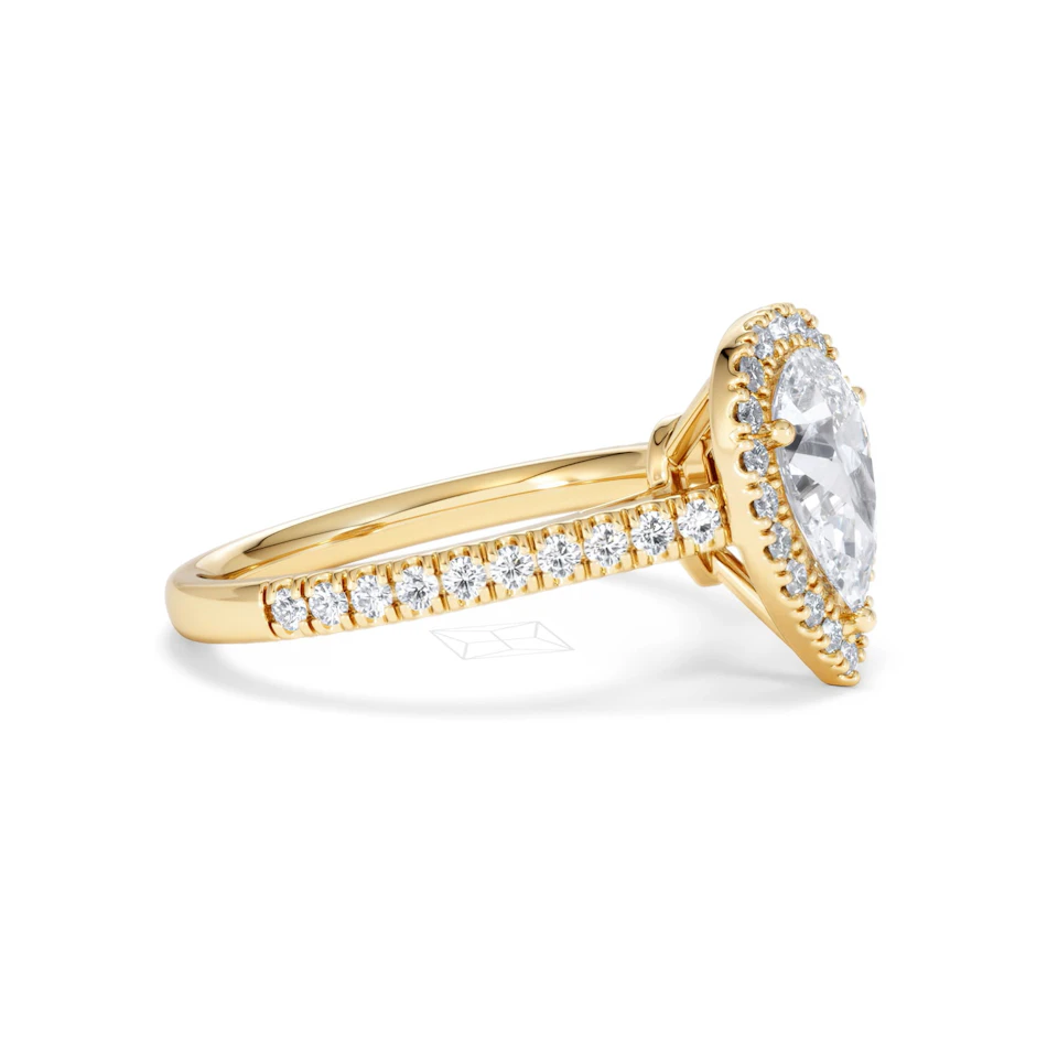 Diana Lab Diamond Pear Halo Engagement Ring in 18K Gold 1.60ct F/VS1
