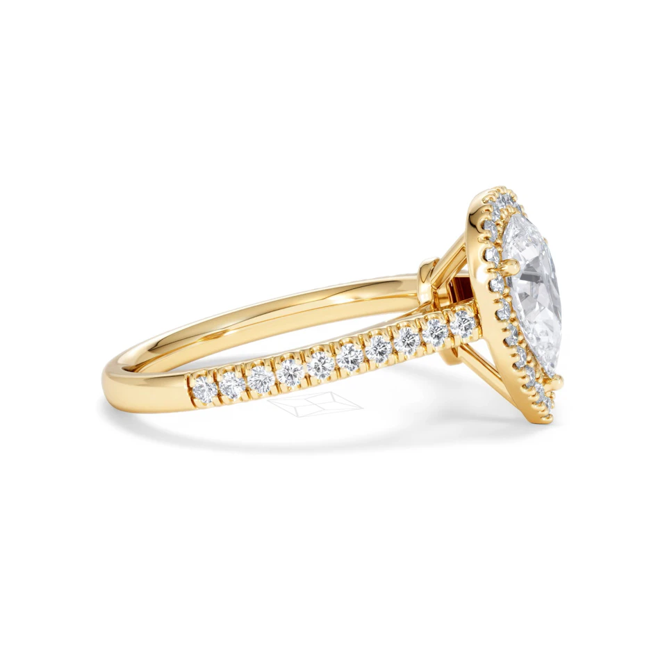 Diana Lab Diamond Pear Halo Engagement Ring in 18K Gold 1.60ct F/VS1