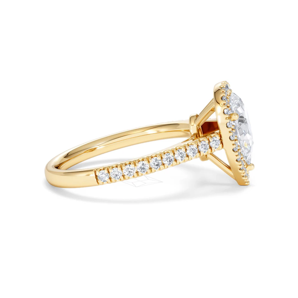 Diana Lab Diamond Pear Halo Engagement Ring in 18K Gold 1.60ct F/VS1