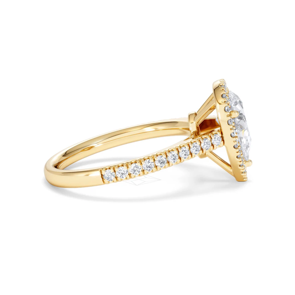 Diana Lab Diamond Pear Halo Engagement Ring in 18K Gold 1.60ct F/VS1