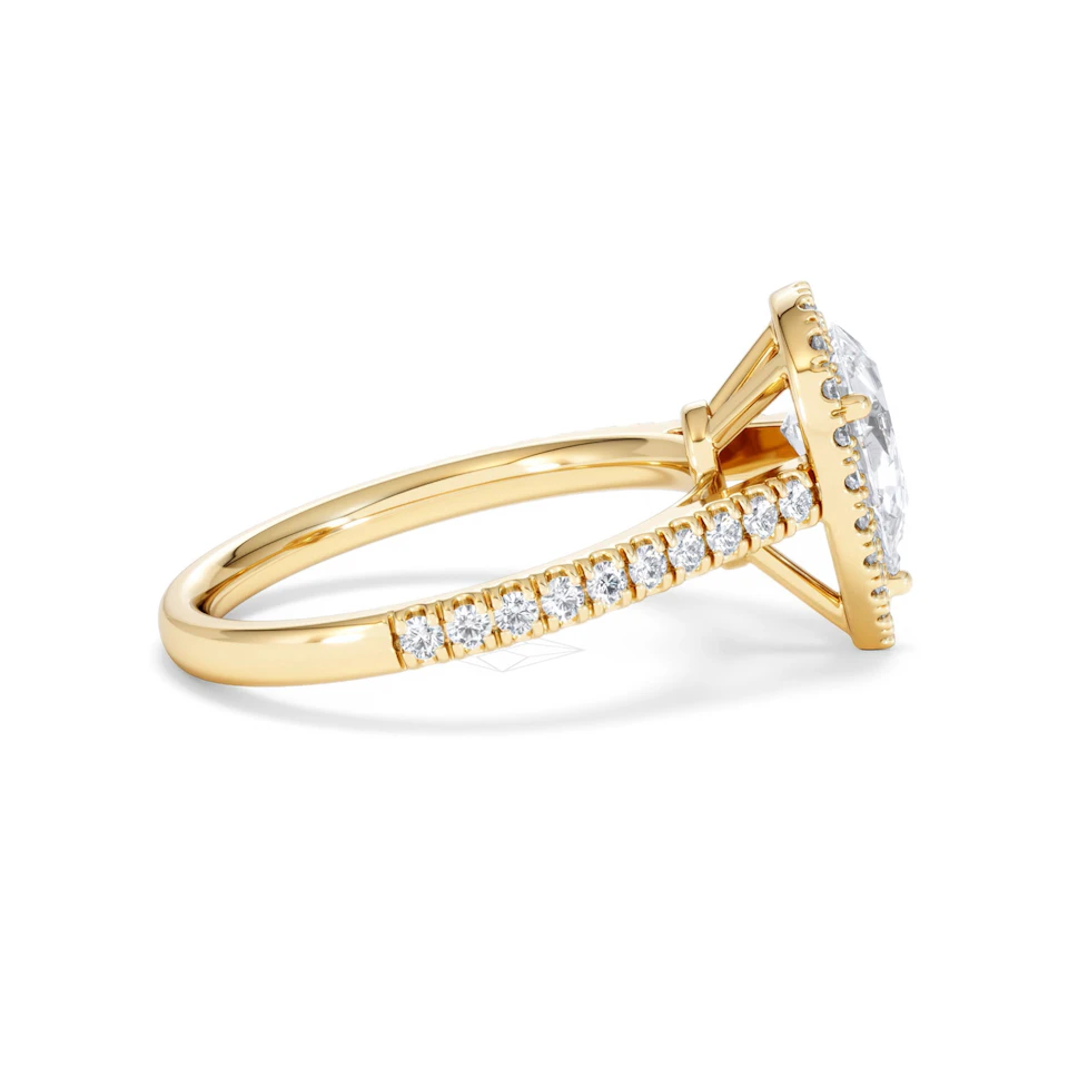 Diana Lab Diamond Pear Halo Engagement Ring in 18K Gold 1.60ct F/VS1