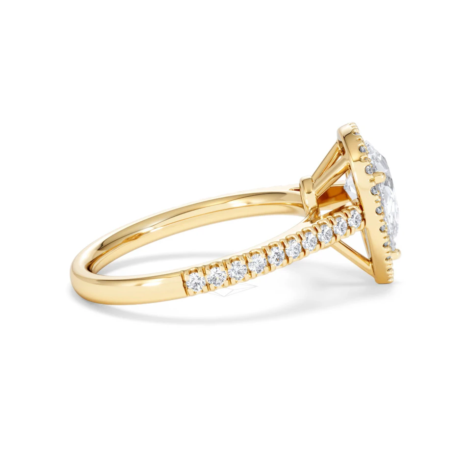 Diana Lab Diamond Pear Halo Engagement Ring in 18K Gold 1.60ct F/VS1