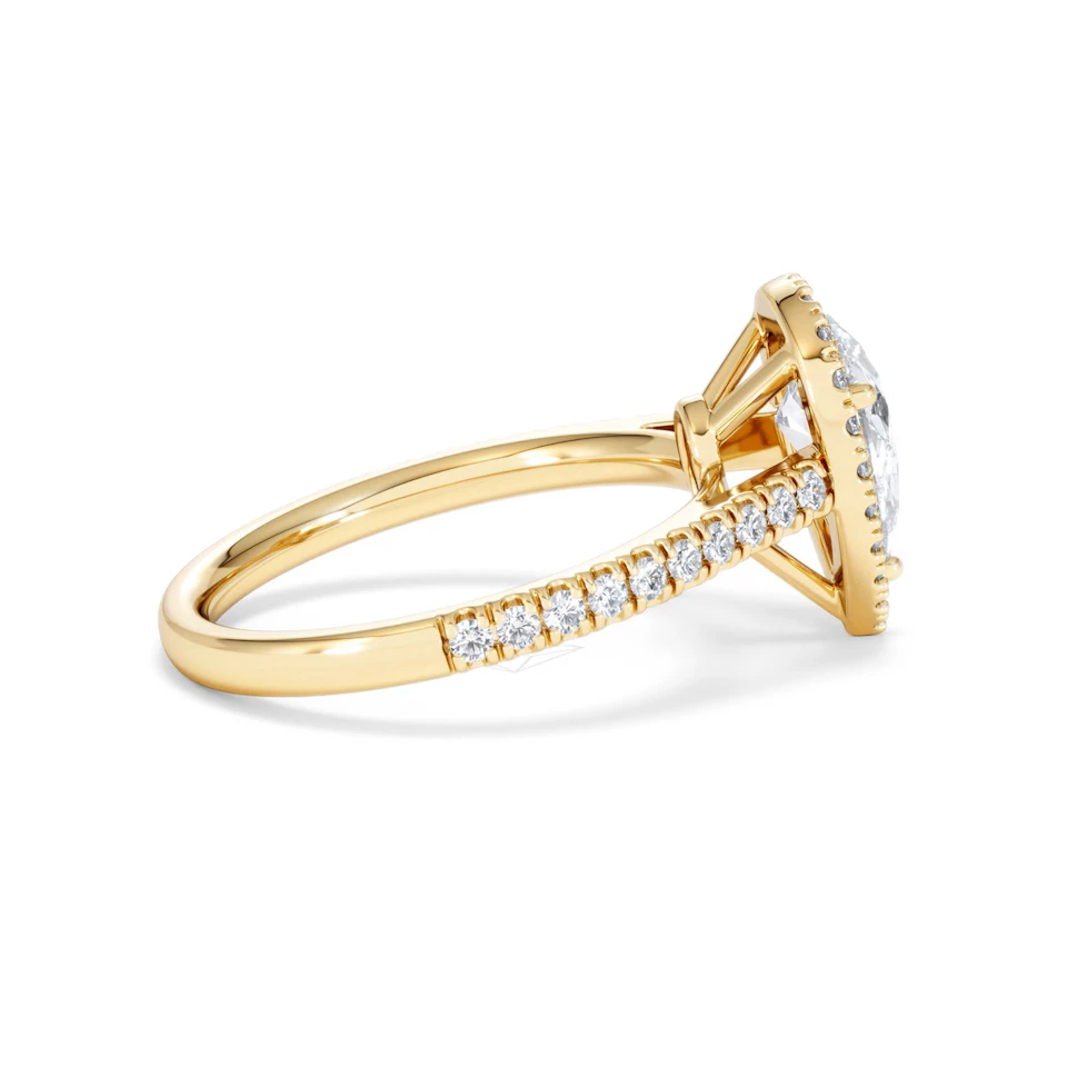 Diana Lab Diamond Pear Halo Engagement Ring in 18K Gold 1.60ct F/VS1