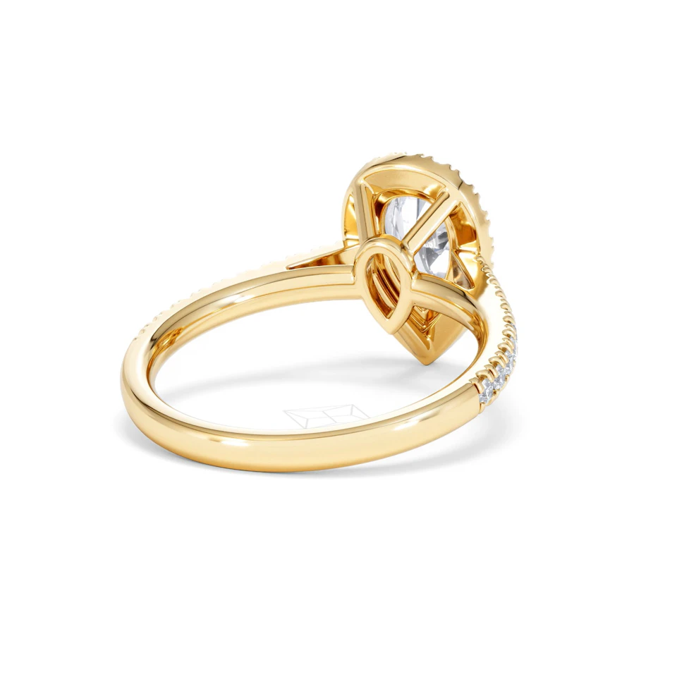 Diana Lab Diamond Pear Halo Engagement Ring in 18K Gold 1.60ct F/VS1