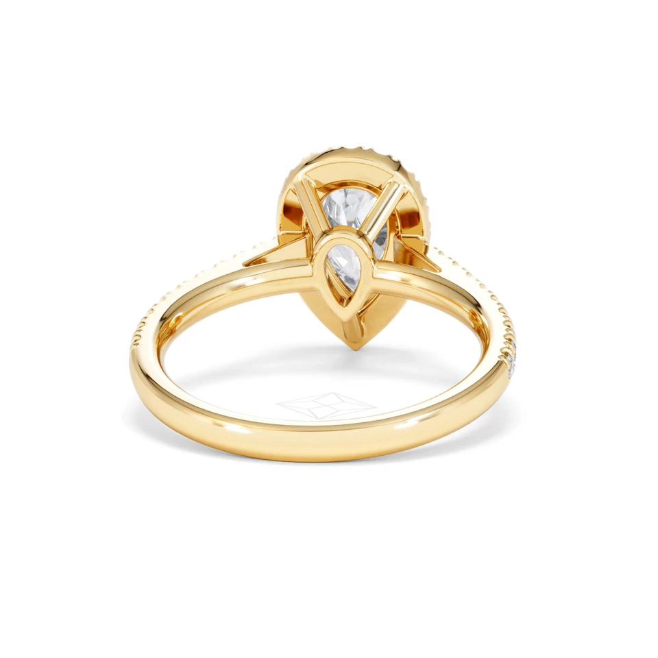 Diana Lab Diamond Pear Halo Engagement Ring in 18K Gold 1.60ct F/VS1