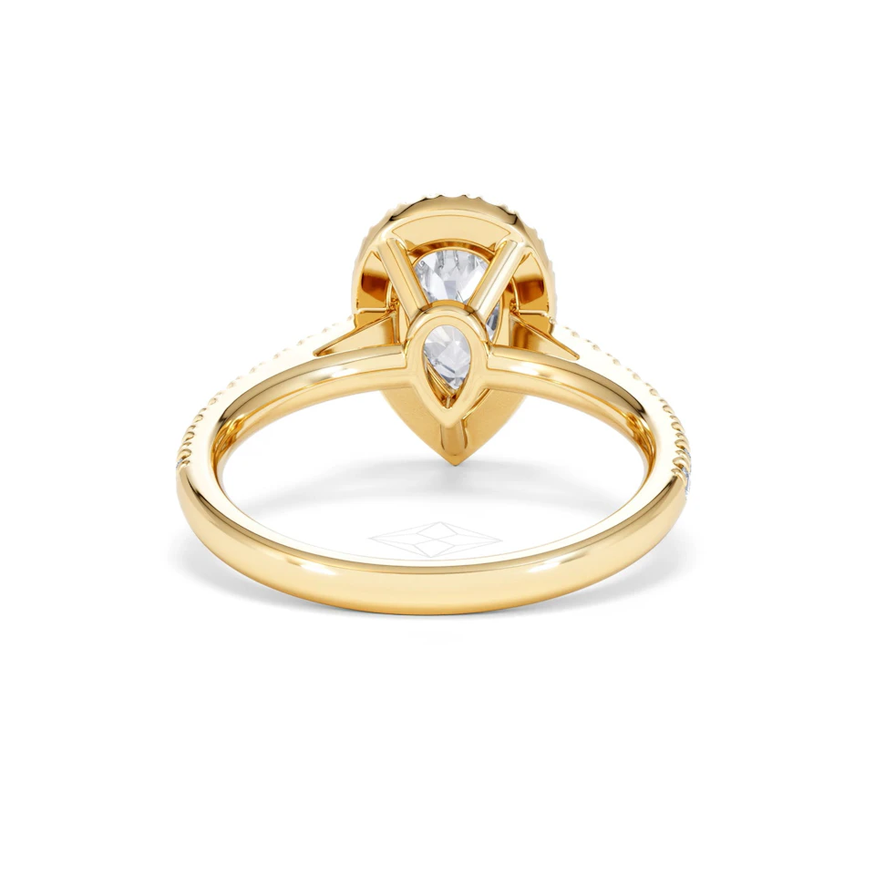 Diana Lab Diamond Pear Halo Engagement Ring in 18K Gold 1.60ct F/VS1