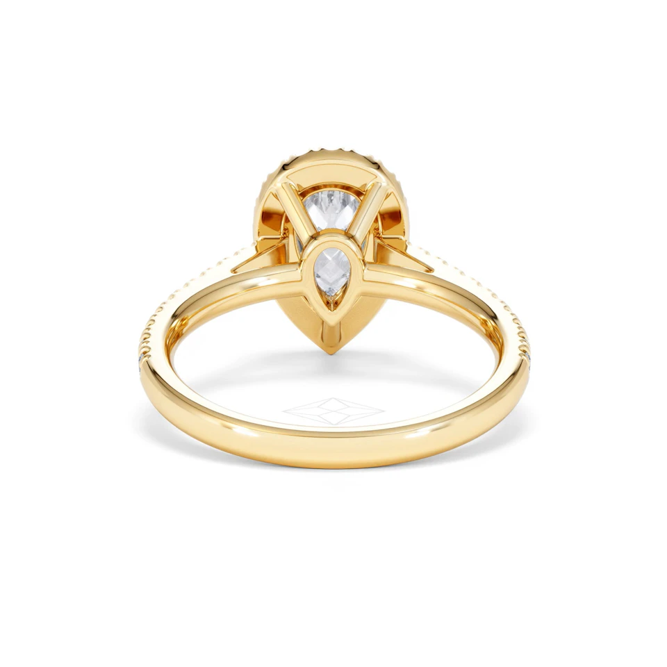 Diana Lab Diamond Pear Halo Engagement Ring in 18K Gold 1.60ct F/VS1