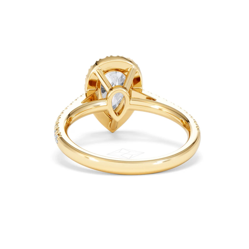 Diana Lab Diamond Pear Halo Engagement Ring in 18K Gold 1.60ct F/VS1