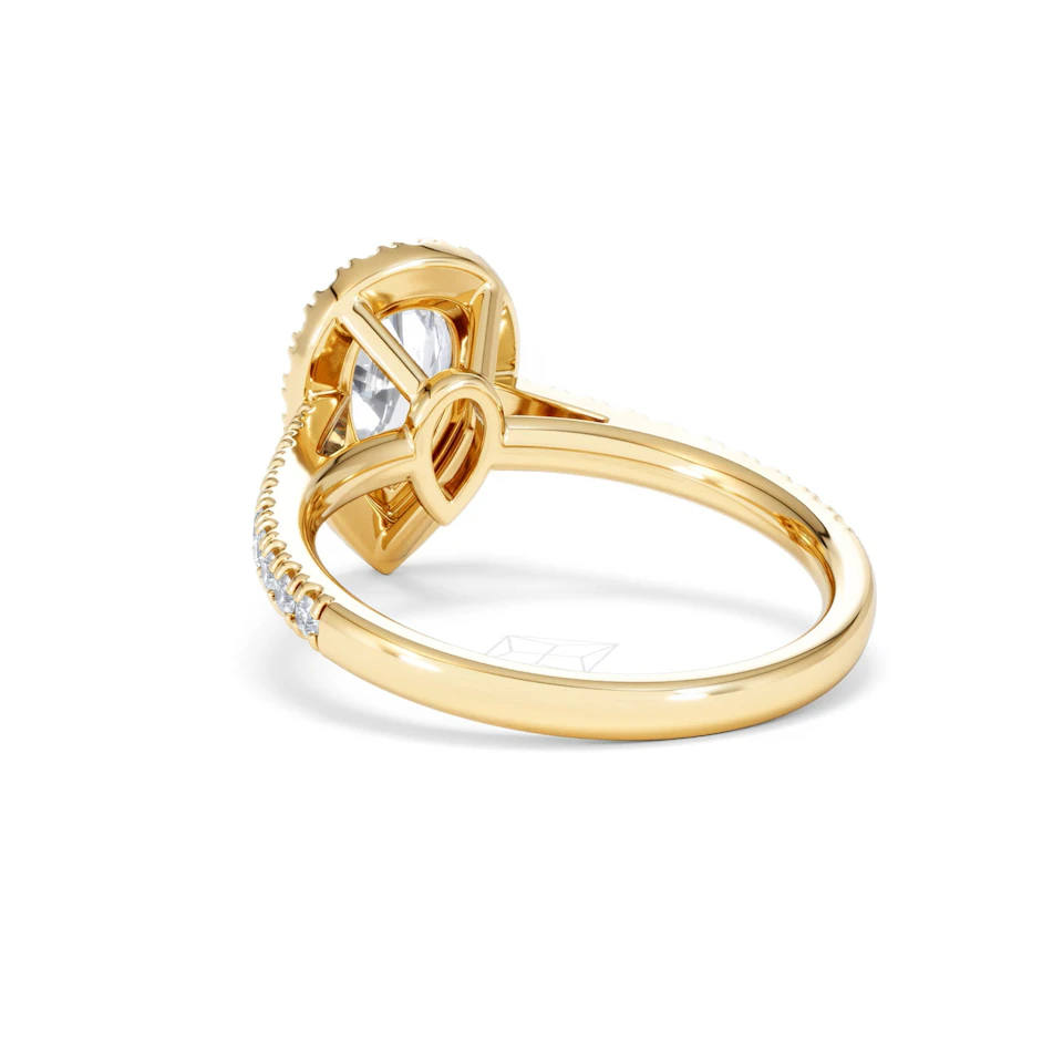 Diana Lab Diamond Pear Halo Engagement Ring in 18K Gold 1.60ct F/VS1