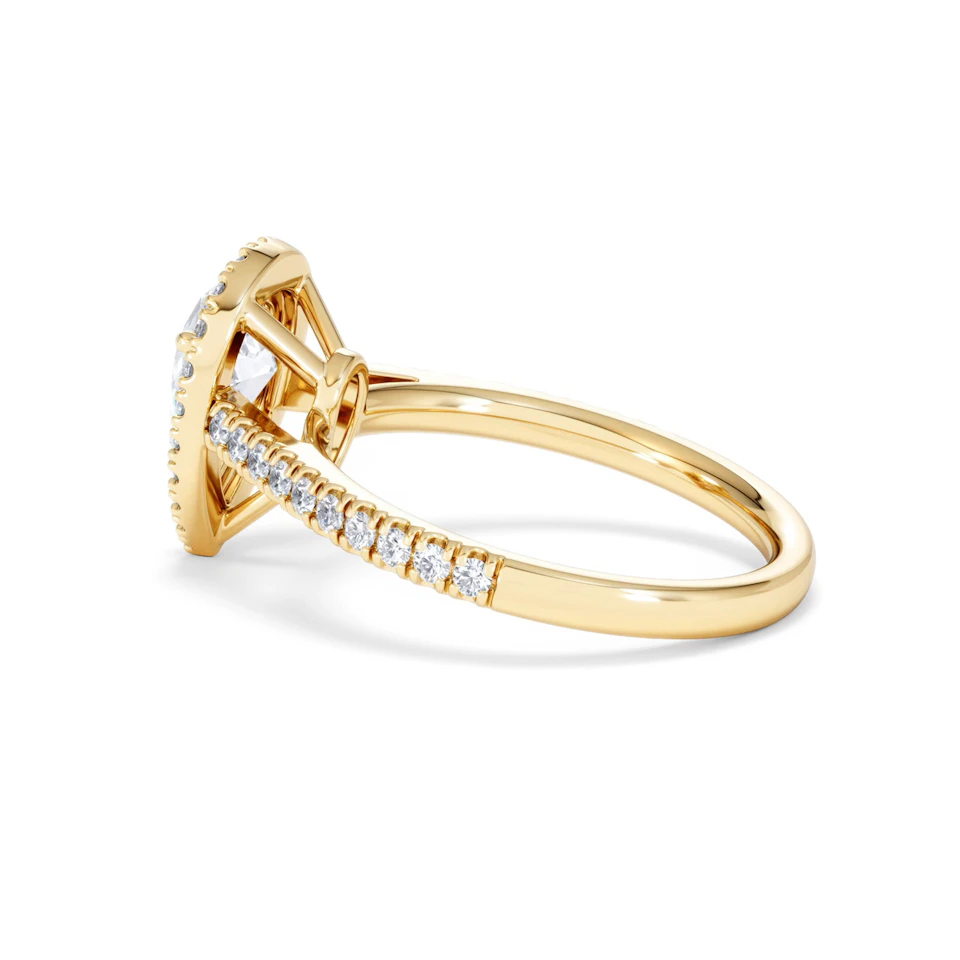 Diana Lab Diamond Pear Halo Engagement Ring in 18K Gold 1.60ct F/VS1