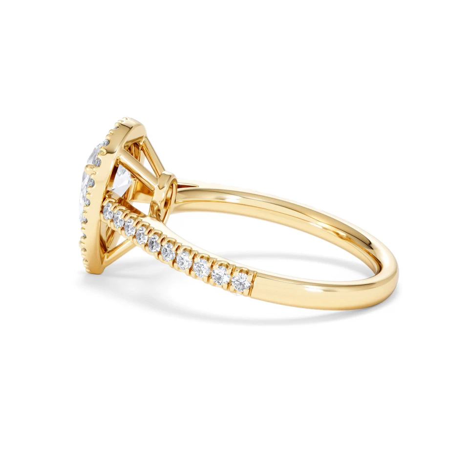 Diana Lab Diamond Pear Halo Engagement Ring in 18K Gold 1.60ct F/VS1