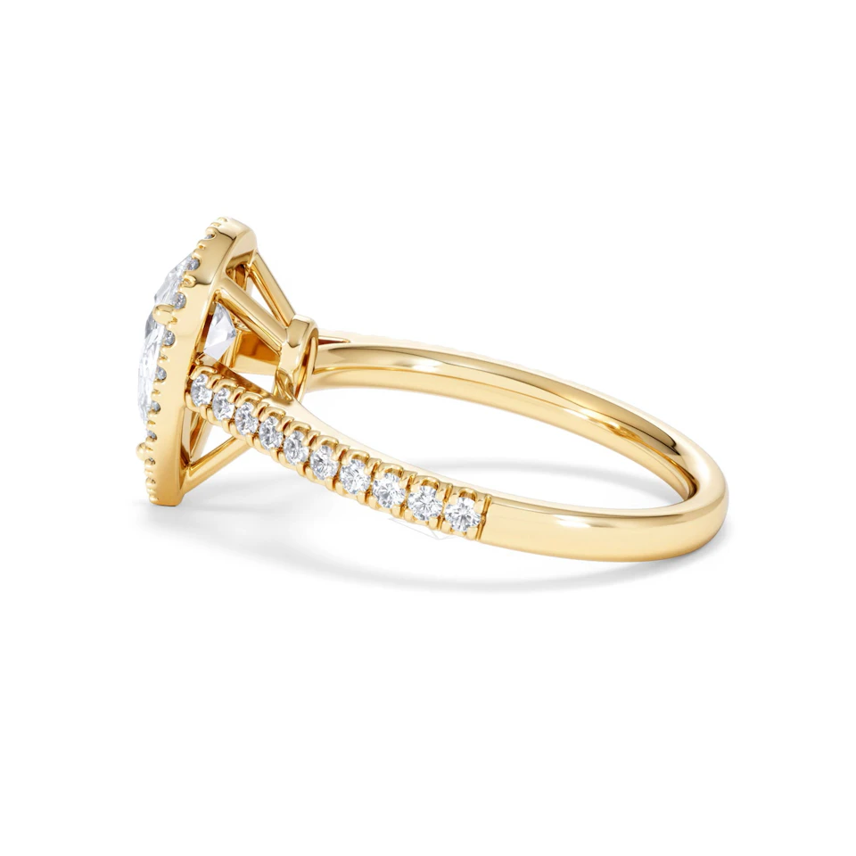 Diana Lab Diamond Pear Halo Engagement Ring in 18K Gold 1.60ct F/VS1