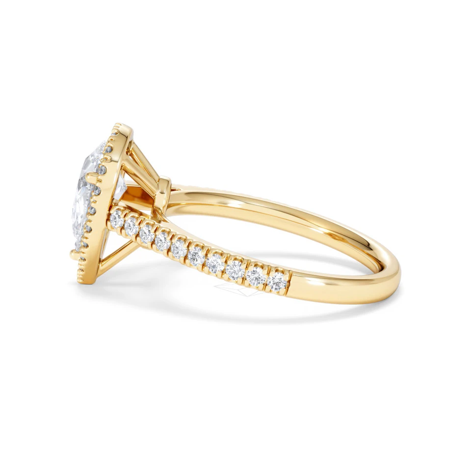 Diana Lab Diamond Pear Halo Engagement Ring in 18K Gold 1.60ct F/VS1