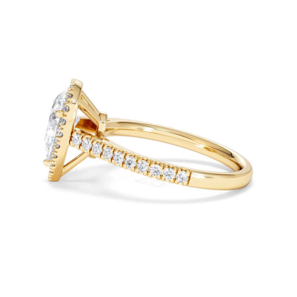 Diana Lab Diamond Pear Halo Engagement Ring in 18K Gold 1.60ct F/VS1