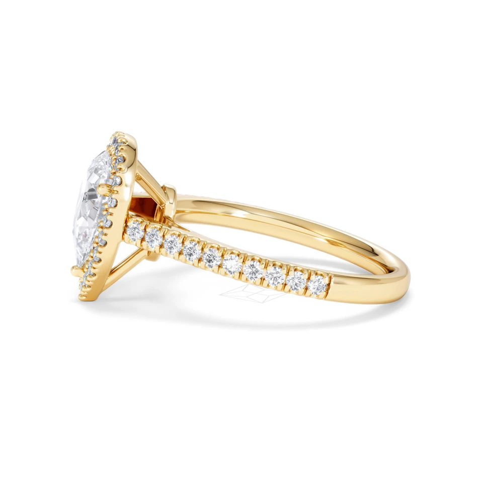 Diana Lab Diamond Pear Halo Engagement Ring in 18K Gold 1.60ct F/VS1