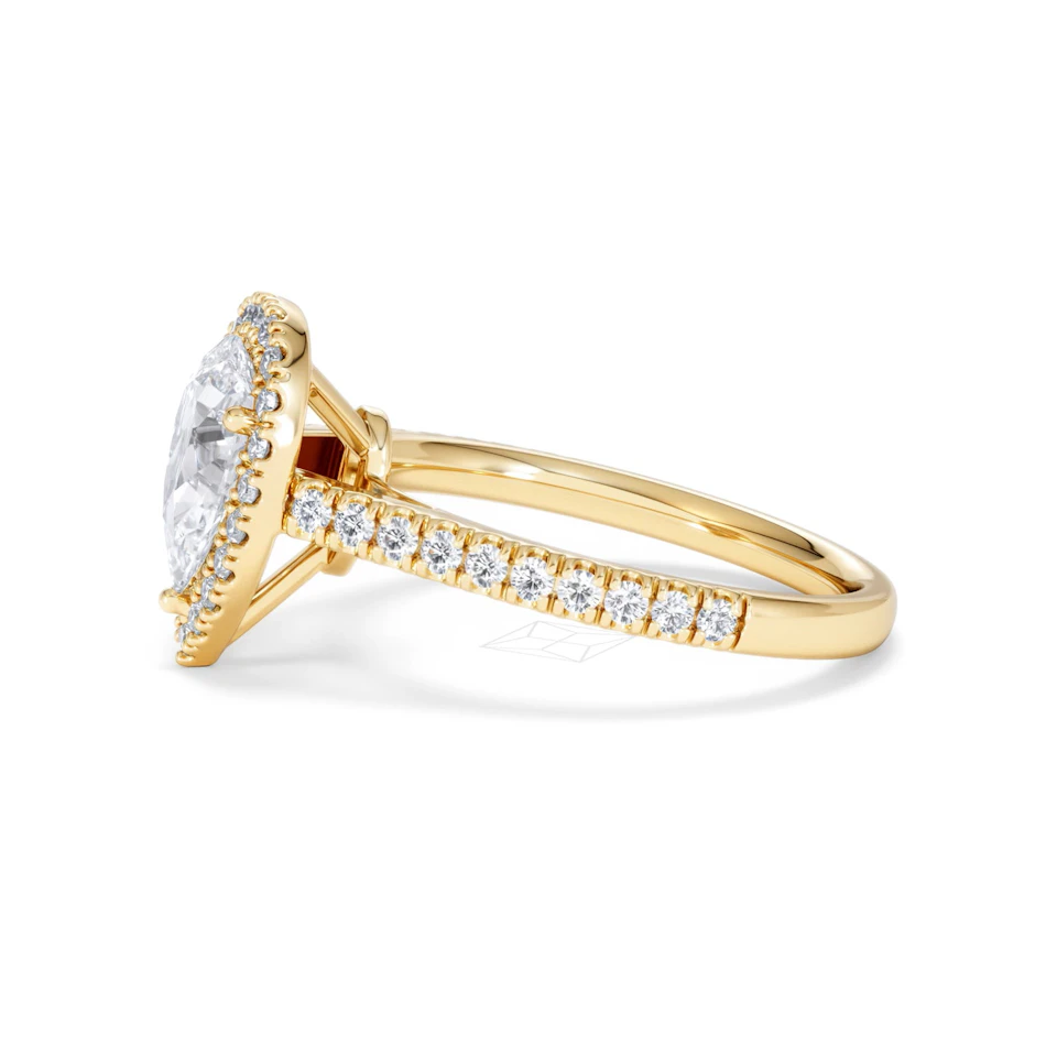 Diana Lab Diamond Pear Halo Engagement Ring in 18K Gold 1.60ct F/VS1