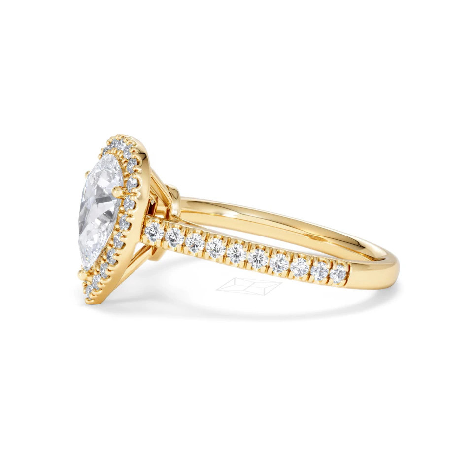 Diana Lab Diamond Pear Halo Engagement Ring in 18K Gold 1.60ct F/VS1