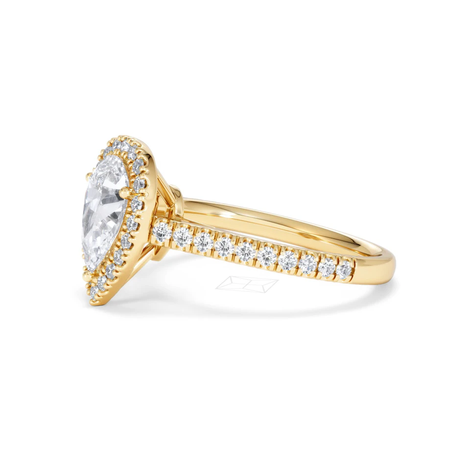 Diana Lab Diamond Pear Halo Engagement Ring in 18K Gold 1.60ct F/VS1
