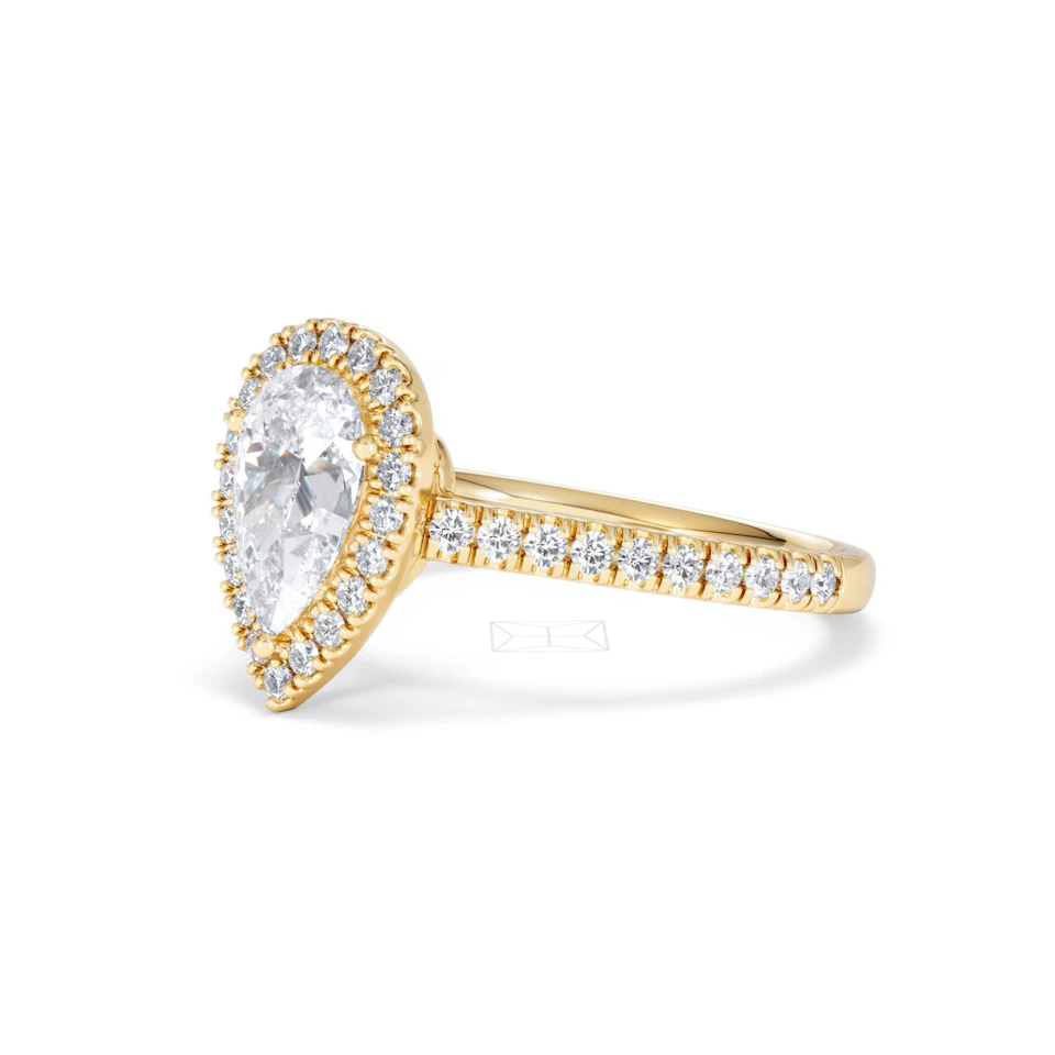 Diana Lab Diamond Pear Halo Engagement Ring in 18K Gold 1.60ct F/VS1