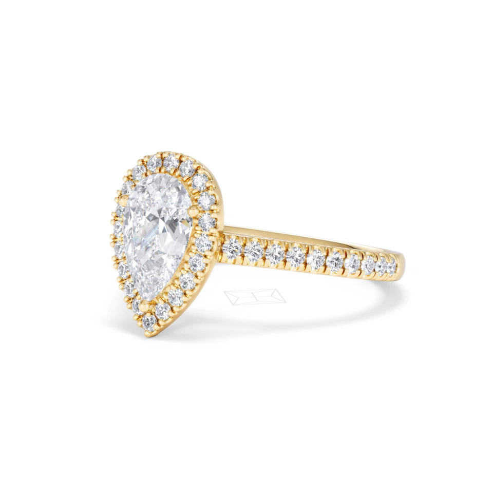 Diana Lab Diamond Pear Halo Engagement Ring in 18K Gold 1.60ct F/VS1