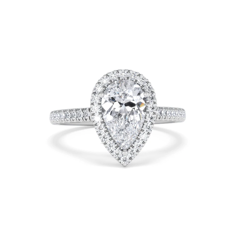 Diana Lab Diamond Pear Halo Engagement Ring Platinum 2.10ct F/VS1