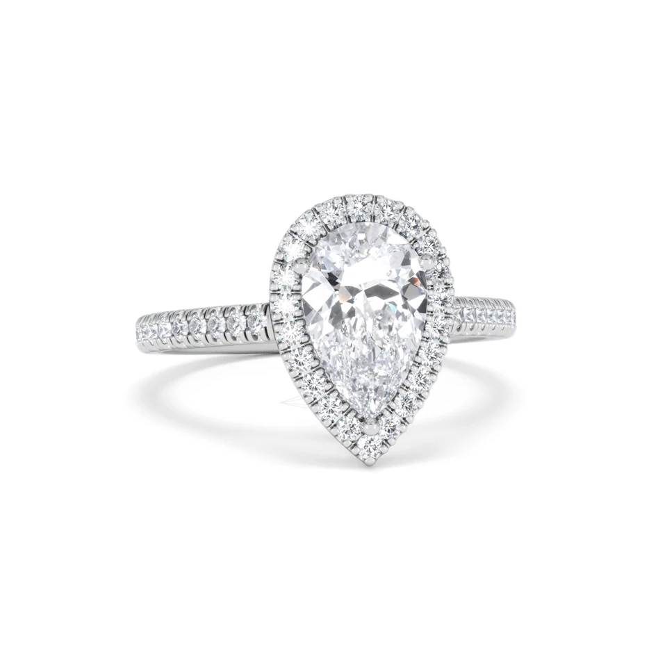 Diana Lab Diamond Pear Halo Engagement Ring Platinum 2.10ct F/VS1