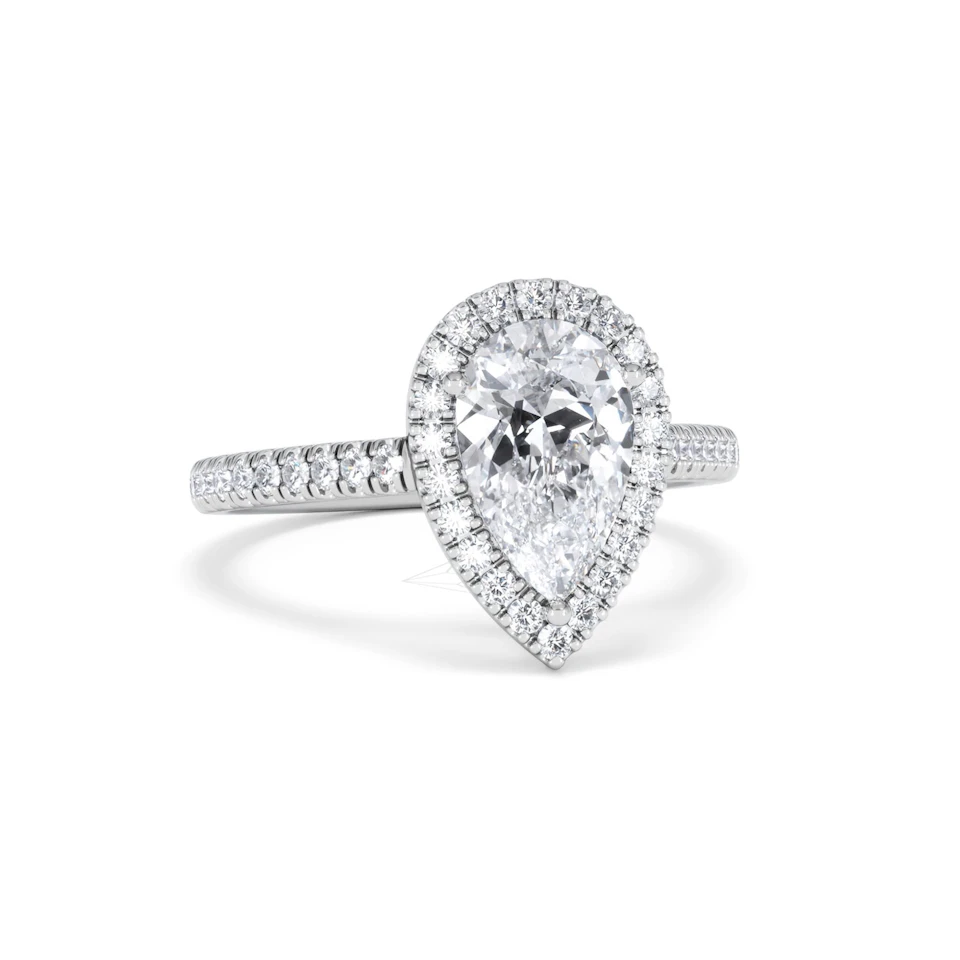Diana Lab Diamond Pear Halo Engagement Ring Platinum 2.10ct F/VS1