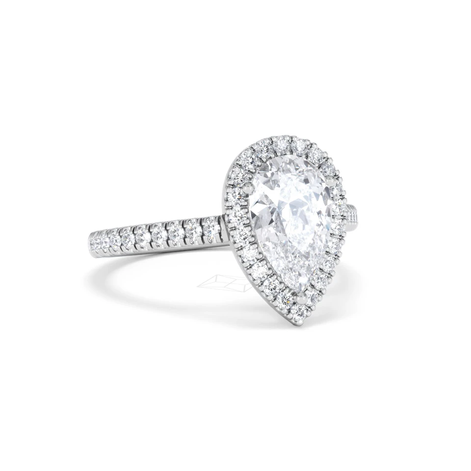 Diana Lab Diamond Pear Halo Engagement Ring Platinum 2.10ct F/VS1