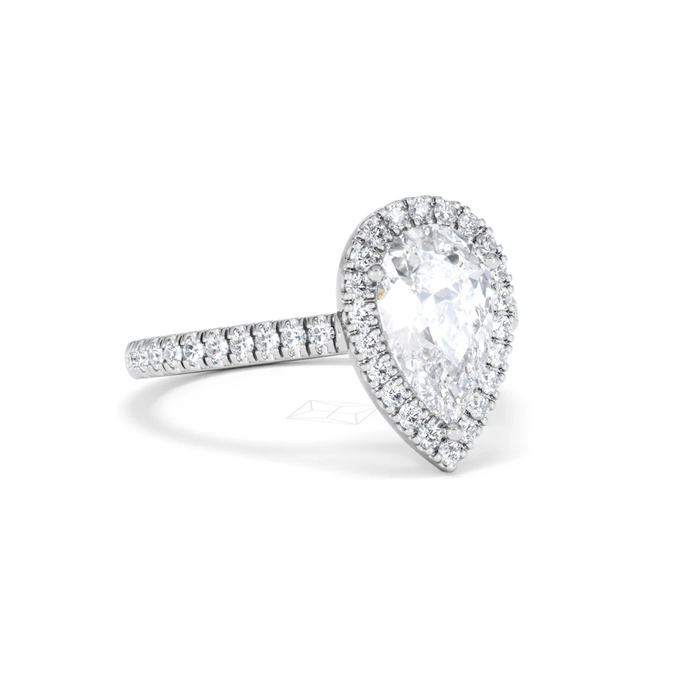 Diana Lab Diamond Pear Halo Engagement Ring Platinum 2.10ct F/VS1