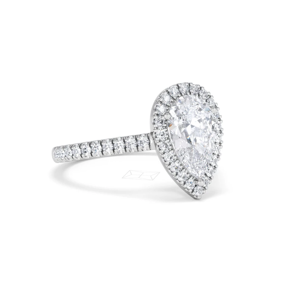 Diana Lab Diamond Pear Halo Engagement Ring Platinum 2.10ct F/VS1