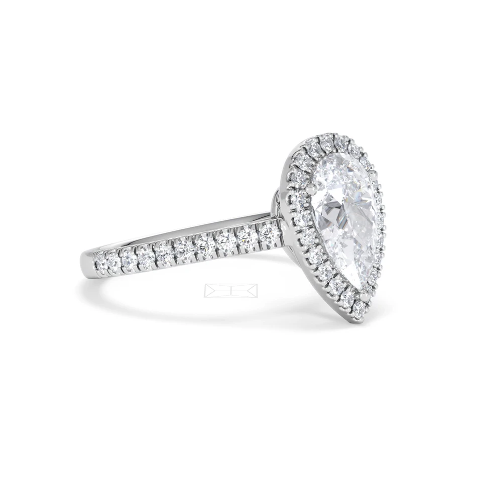 Diana Lab Diamond Pear Halo Engagement Ring Platinum 2.10ct F/VS1