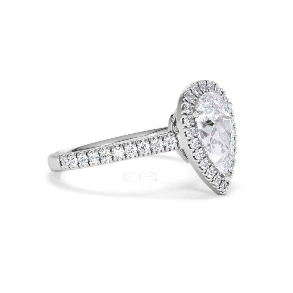 Diana Lab Diamond Pear Halo Engagement Ring Platinum 2.10ct F/VS1