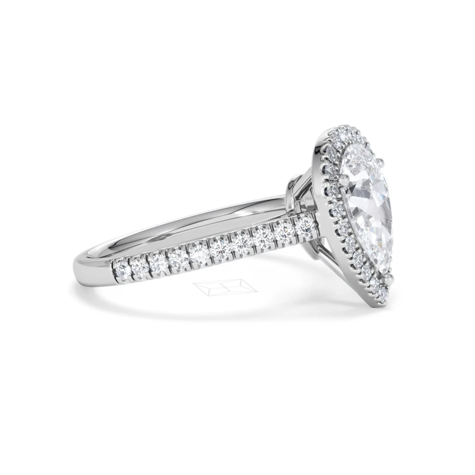 Diana Lab Diamond Pear Halo Engagement Ring Platinum 2.10ct F/VS1