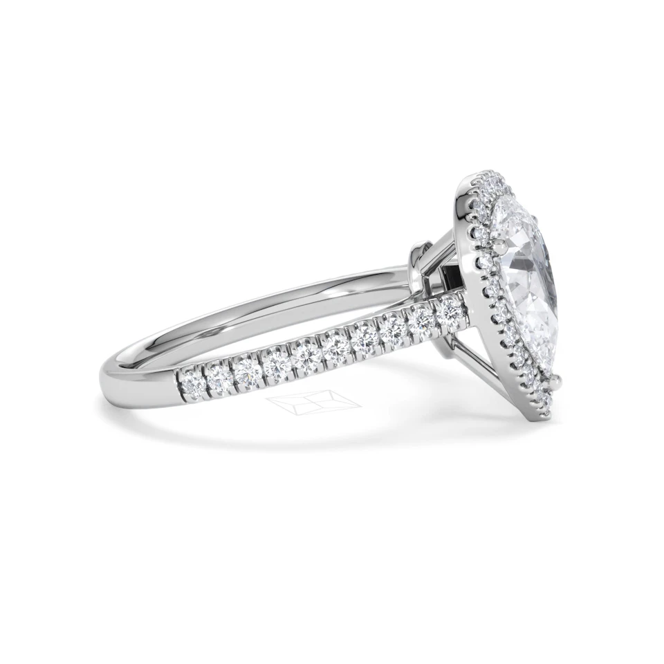 Diana Lab Diamond Pear Halo Engagement Ring Platinum 2.10ct F/VS1