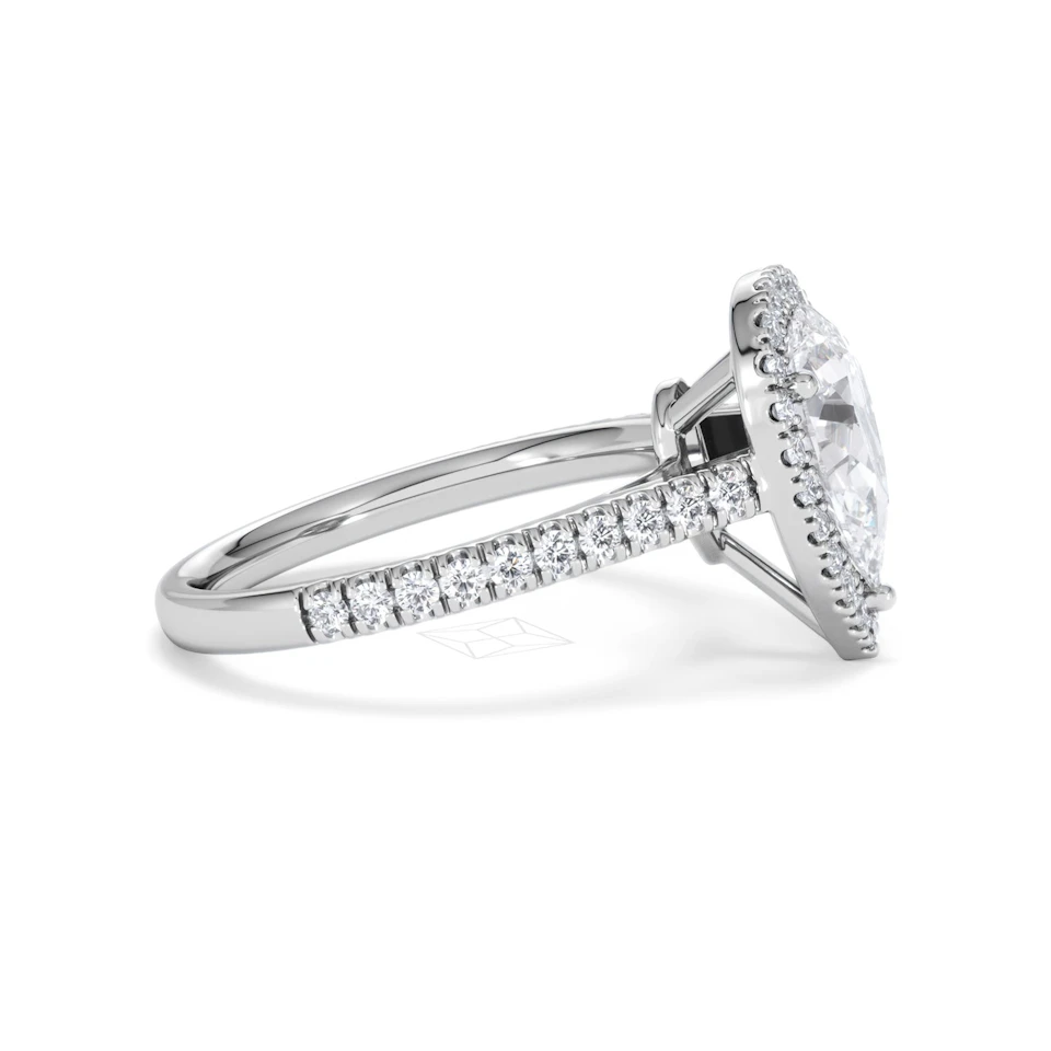 Diana Lab Diamond Pear Halo Engagement Ring 18KW Gold 2.10ct F/VS1