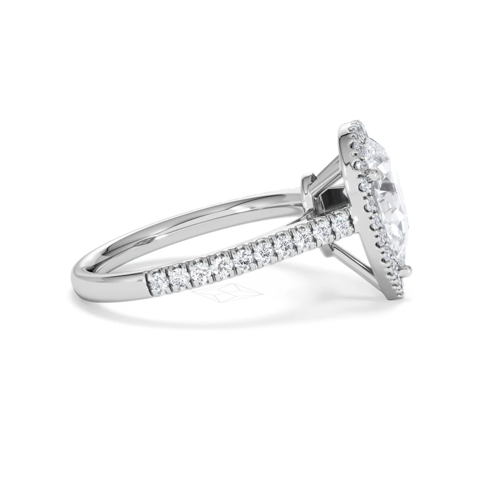 Diana Lab Diamond Pear Halo Engagement Ring Platinum 2.10ct F/VS1
