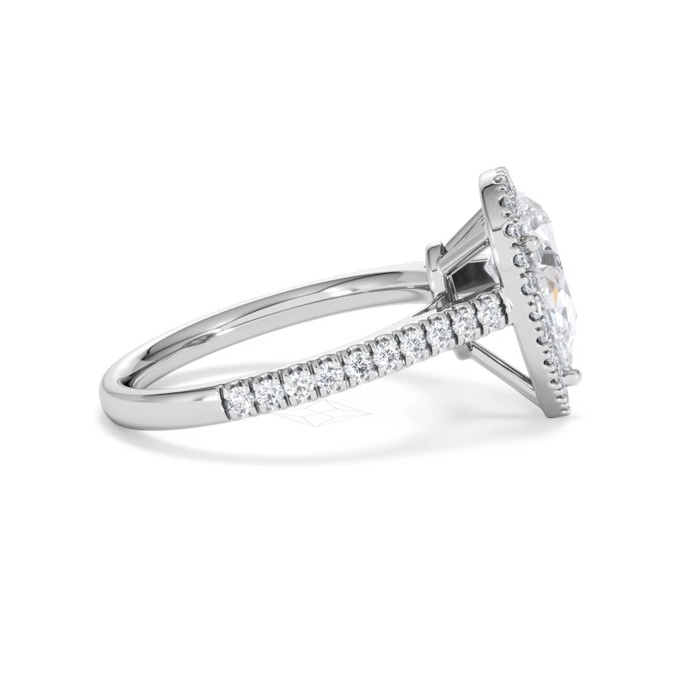 Diana Lab Diamond Pear Halo Engagement Ring 18KW Gold 2.10ct F/VS1