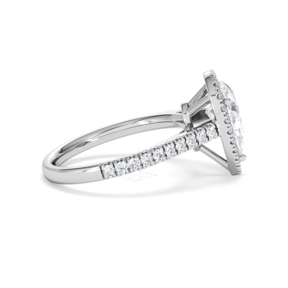 Diana Lab Diamond Pear Halo Engagement Ring Platinum 2.10ct F/VS1